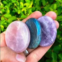 1pc Worry Stone 45 * 35 Large Crystals Real Natural Stone Face Massagers Thumb Energy Healing Amethyst Forget Mineral Spa S21