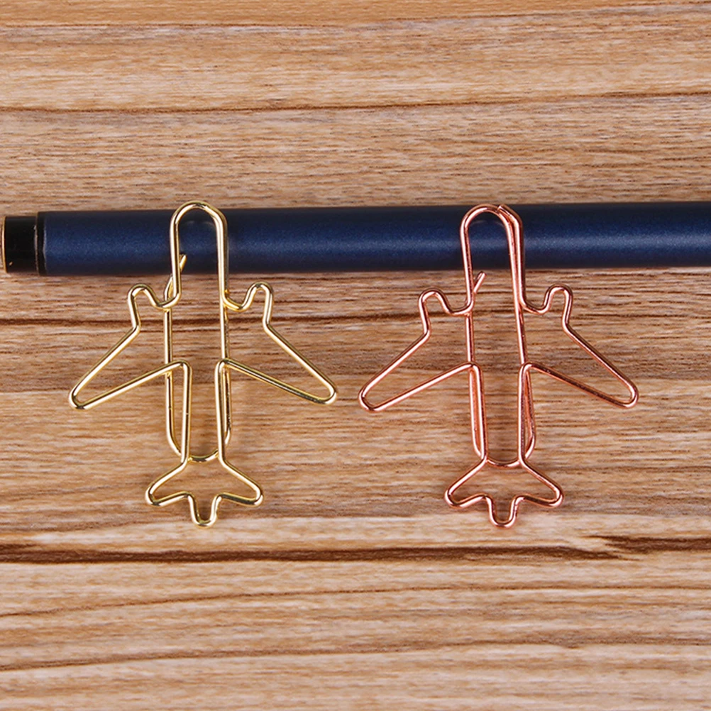 

24 Pcs Creative Paperclip Plane Paperclips Airplane Bookmarks Shaped Cartoon