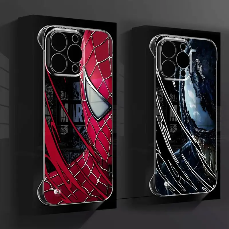 Marvel Spider Man Cool Faces phone case for Apple iphone 16 15 pro max cases 11 16plus 12 14 13 borderless cooling clear fundas