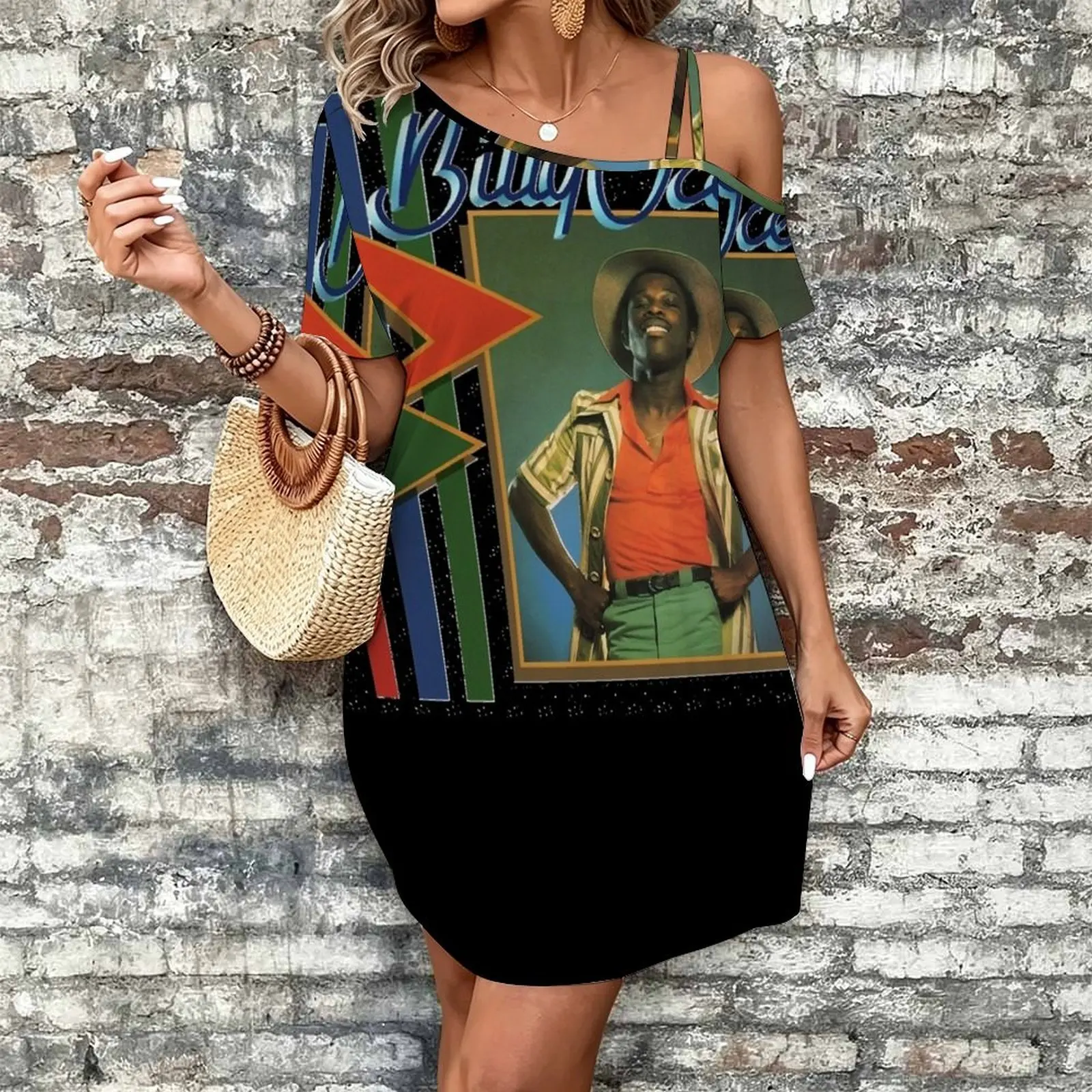 Billy Ocean Essential Women's Slanted Shoulder Single Strap Short-Sleeved Dress