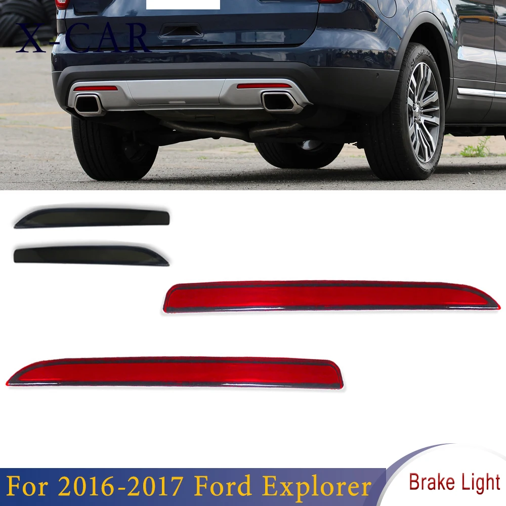 

X-CAR Rear Bumper Reflector driving Tail Brake Light For 2016-2017 Ford Explorer Stock Bumper Taillight Style Red 3D Optic LED