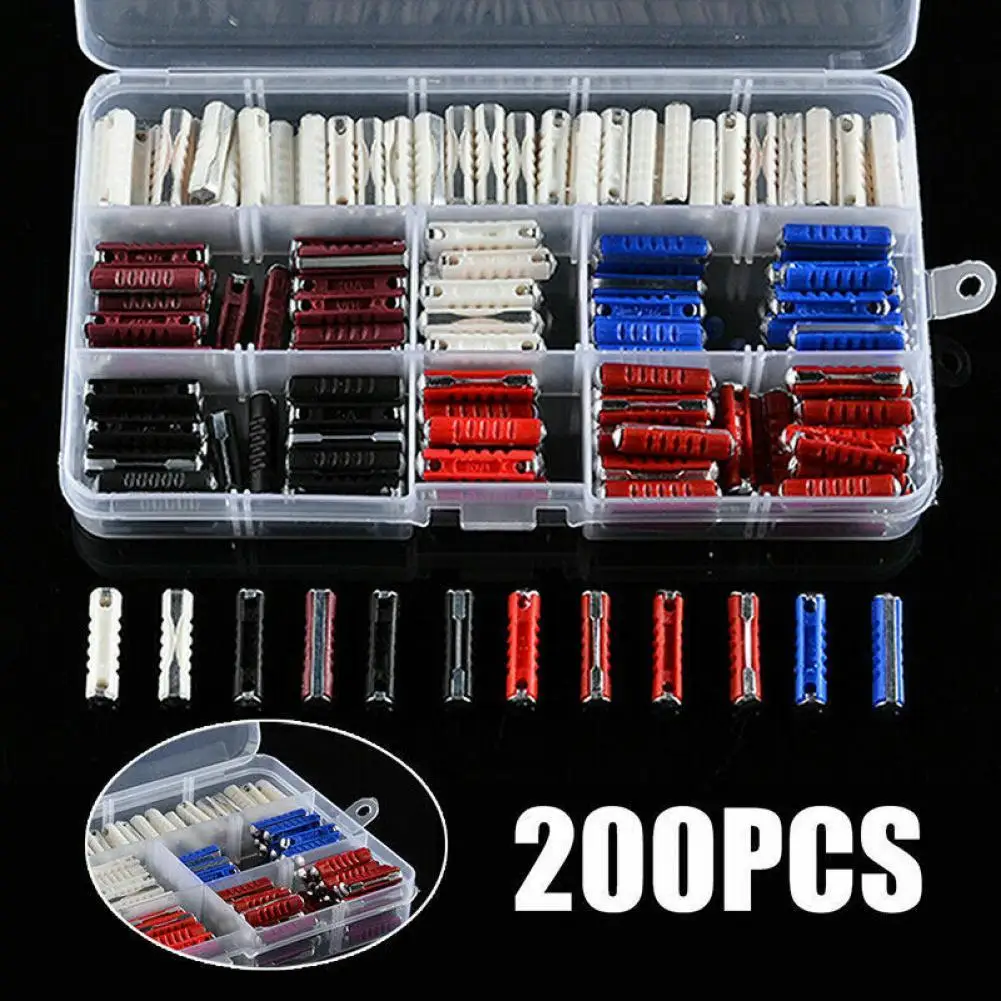 200Pcs Automotive Fuse Assortment Heat Resistant Auto Fuse Waterpoof Car Blade Copper Fuse Kit for Automotive Torpedo Fuses Box