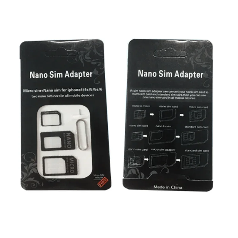 4 szt. Adapter karty SIM 4 w 1 do iPhone\'a 5 nano zestaw adapterów karty SIM Pełny adapter karty SIM do telefonu Droshipping