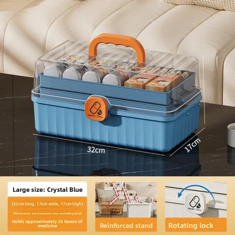 Professional Home First Aid Kit Storage Box Layered Dormitory Medical Case Car Use Large Medicine Box Plastic Material