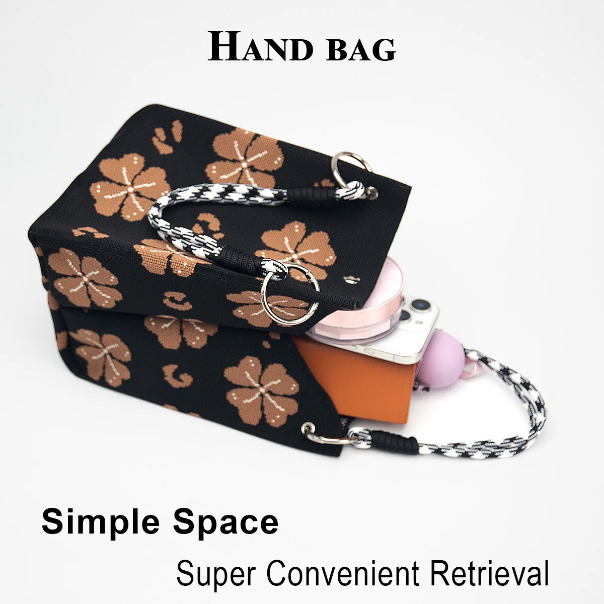 1 Piece of Retro Simple and Stylish Patterned Knitted Handbag, with Magnetic Snap Closure, Large Capacity for Holding Phones, Books, Water Bottles, Cosmetics, Suitable for Women for Commuting, Shopping, Photography, Travel, Vacation, and Daily Use, with Detachable Ring Buckle and Sturdy Multicolor Rope Handle view 5