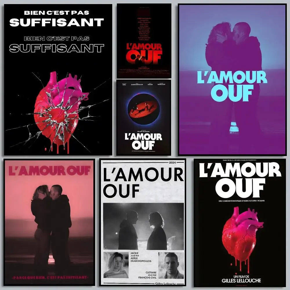 L'Amour Ouf Beating Hearts Romantic Crime Poster HD Waterproof Self-Adhesive For Living Room Gift Bedroom Hallway Wall Decor