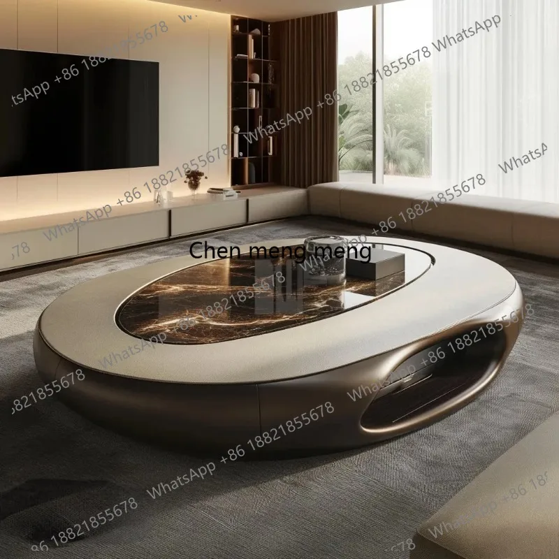 High-end Retro Marble Coffee Table Minimalist Living Room Modern Large Apartment Flat Coffee Tables Villa Home Furniture