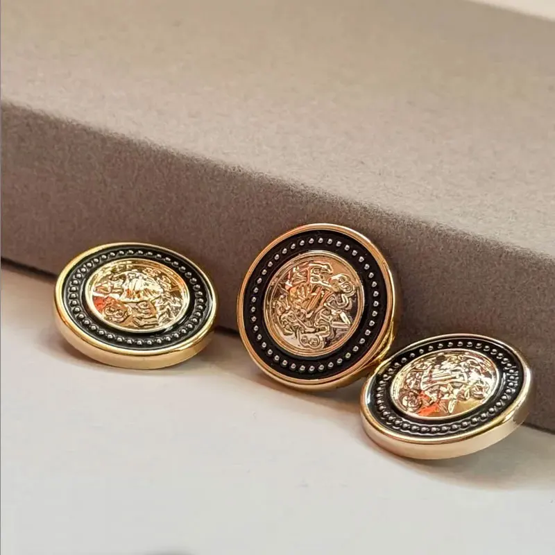 10 Stück 15–25 mm goldweiße Metallknöpfe für Damen, Mantel, Bluse, Nähzubehör, IDY, handgefertigte Schnalle, Designer-Verschlüsse, neue Schnalle – Detail 5