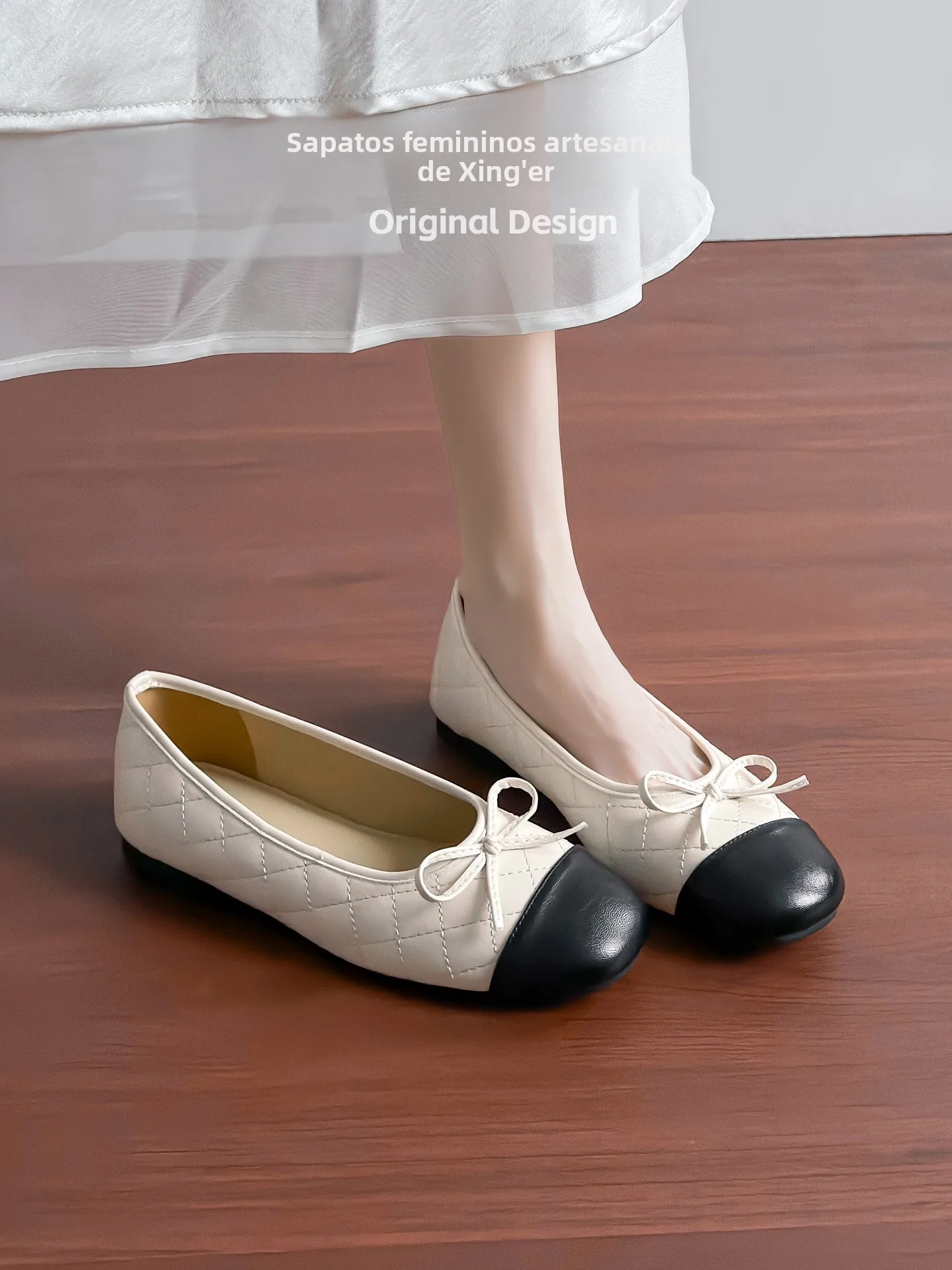 ballet-flat-shoes-women's-knot-slip-on-flats-diamond-pattern-color-block-sheepskin-interior-summer-shoes-for-women