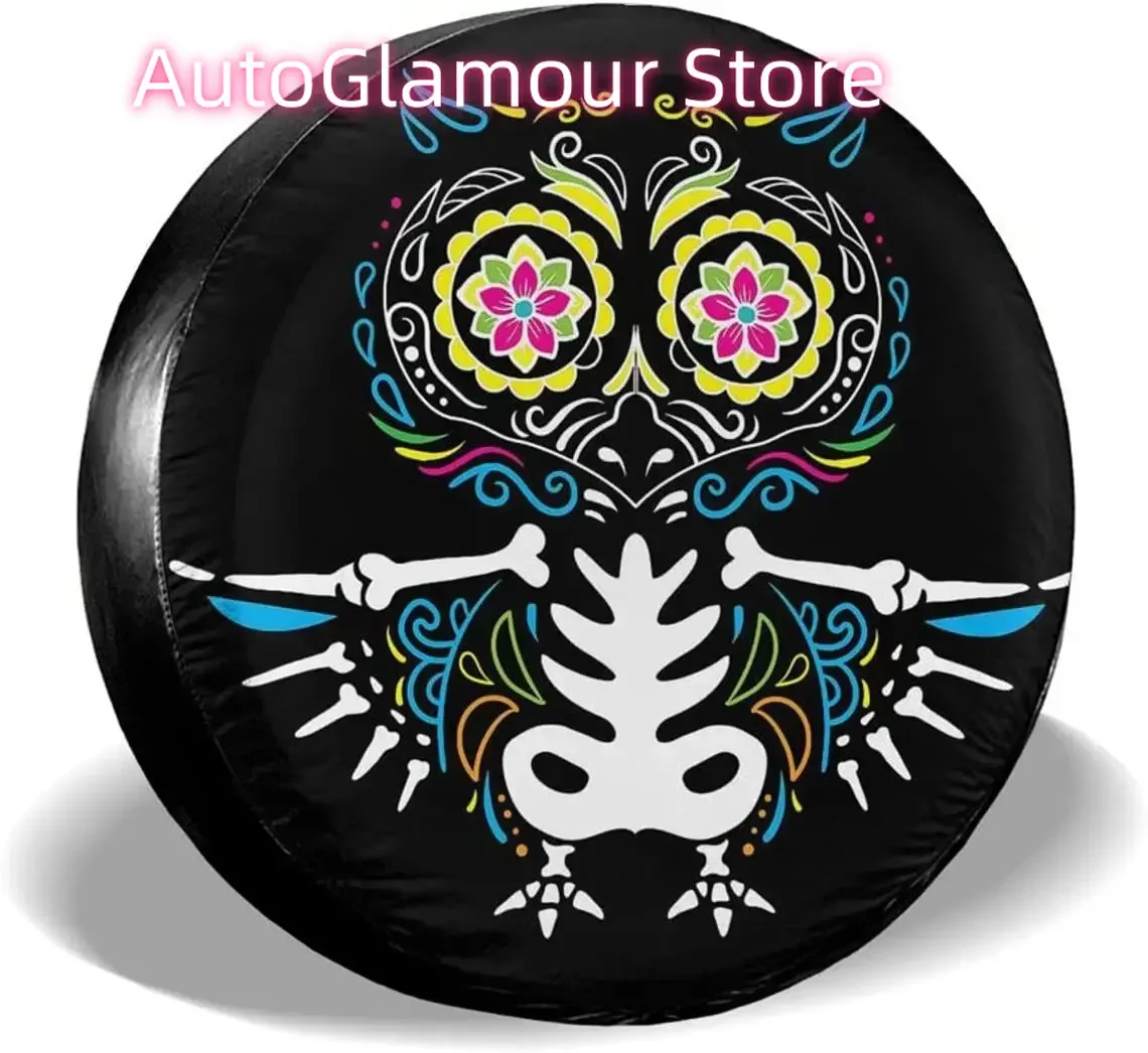 

Осенний декор День мертвых Сова Птица Чехлы для запасных шин Симпатичные автомобильные аксессуары для женщин Чехлы для шин Rv для прицепов SUV Грузовик