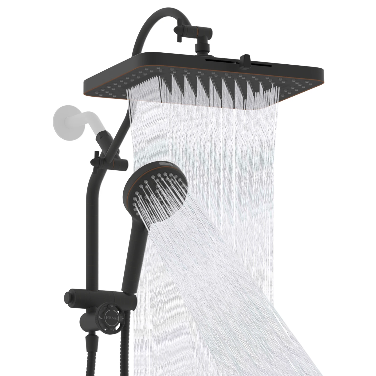 

13'' Shower Head Combo, High Pressure 5 Spray Rainfall Showerhead, 10 Spray Mode Handheld, 4-way Diverter Arm with Pause Mode