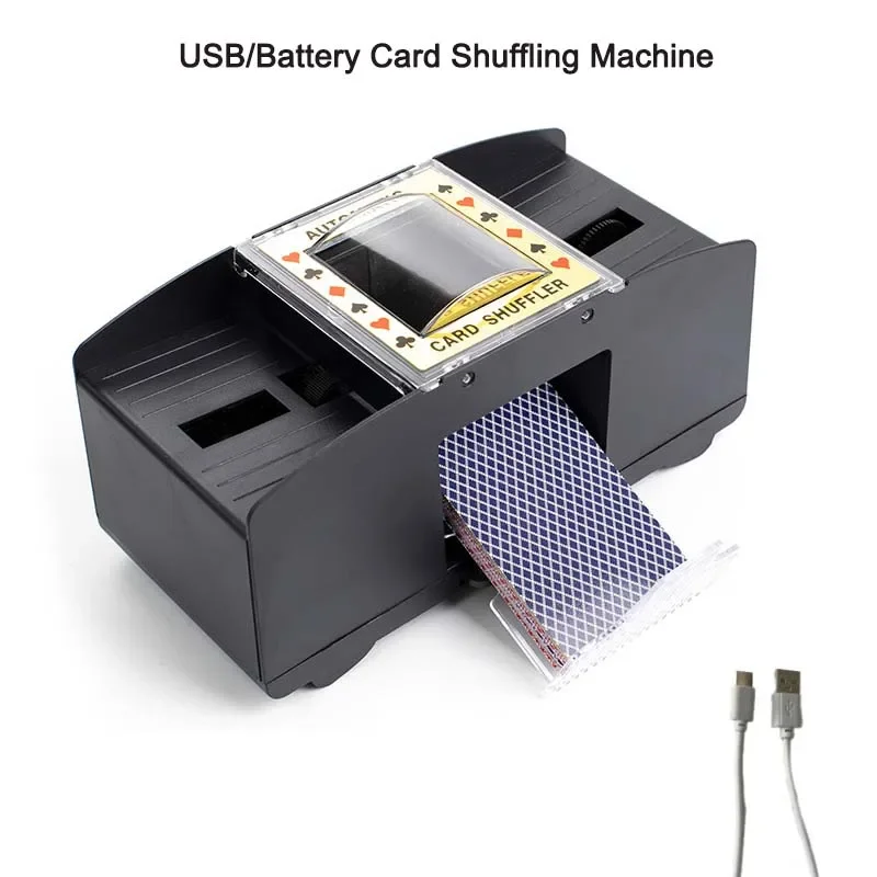 Automatic Card Shuffling Machine 2/4Deck USB Battery-Operated Electric Poker Card Shuffler for Home Party Board Games