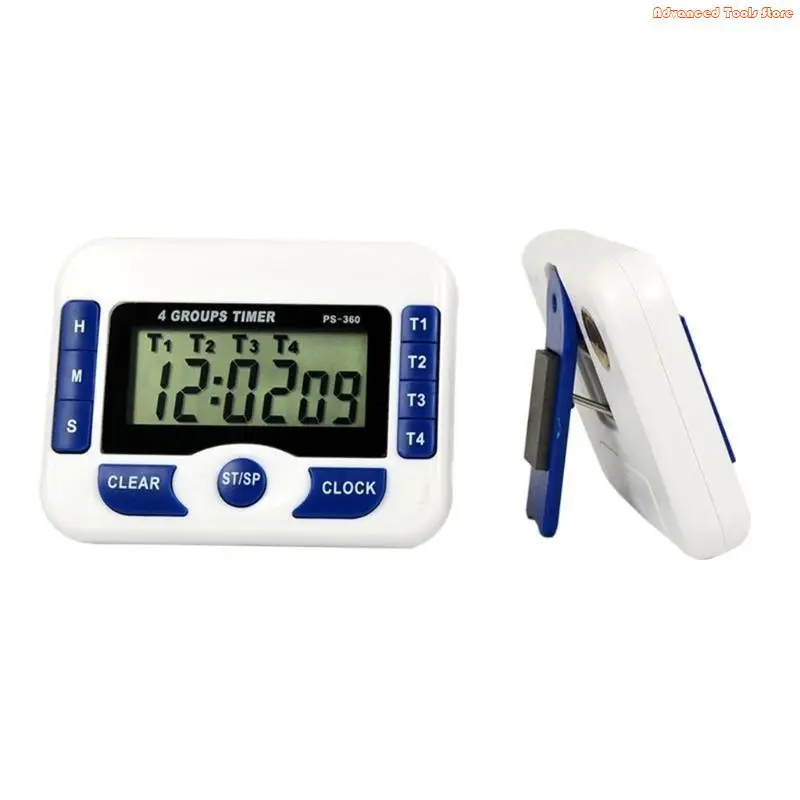 Countdown Timer 4 Channel Electric Digital LCD-Display Timer Magnet-Alarm Clock W91B