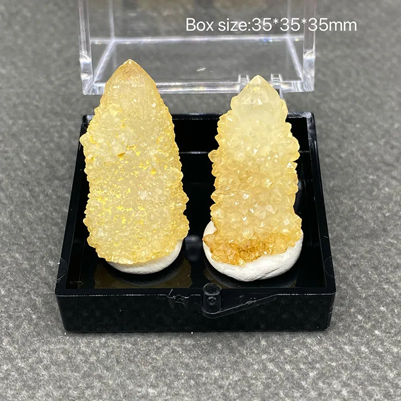 

100% Natural citrine Mineral Specimens Stones and Crystals Healing Crystal from China Box size:35*35*35mm