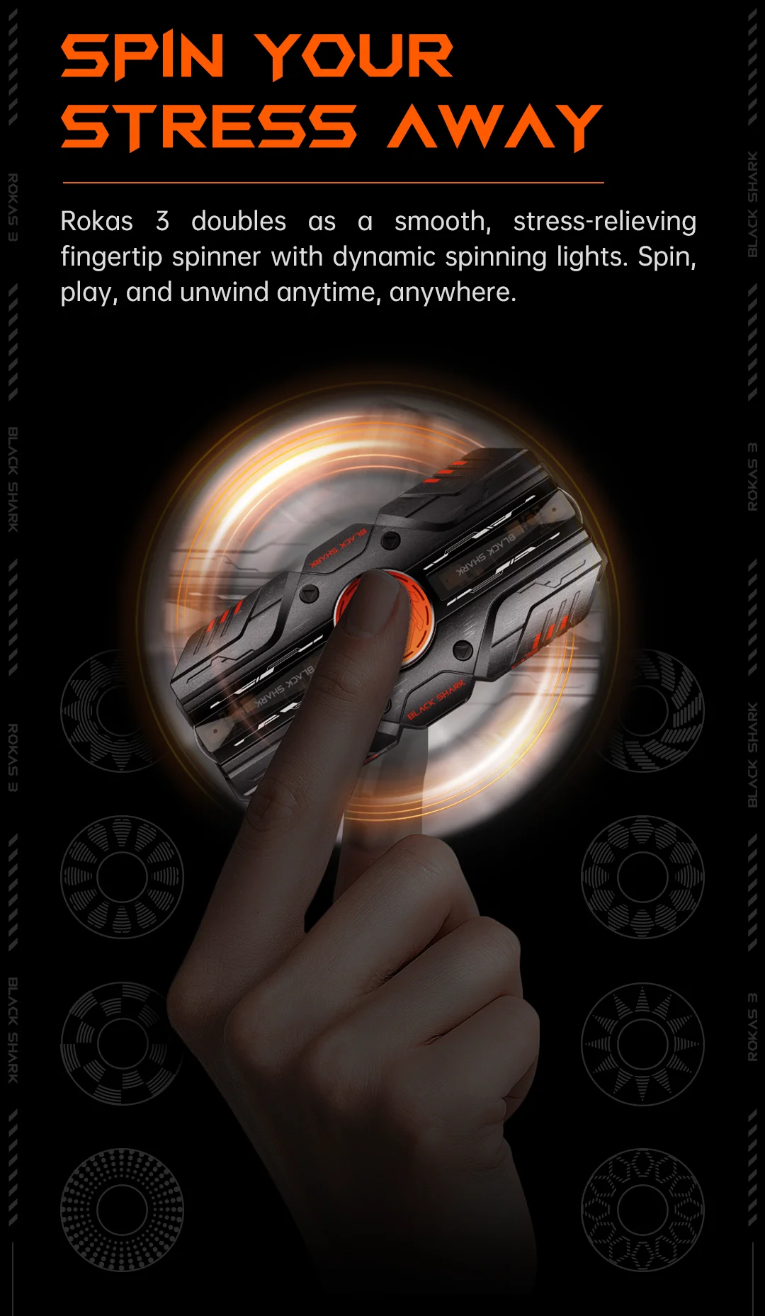 Black Shark Rokas 3 TWS Wireless Earbuds, with HIFI Stereo, Bluetooth 5.4, Fidget Spinner 24H Battery Life RGB Light Low Latency