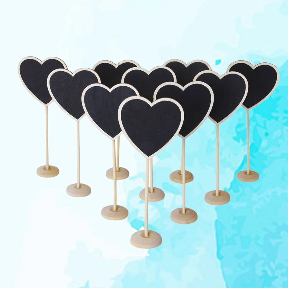 12Pcs Mini Heart Shaped Wooden Message Blackboards Base 71x29inch Party Decorative Gifts Mini Wooden Blackboard