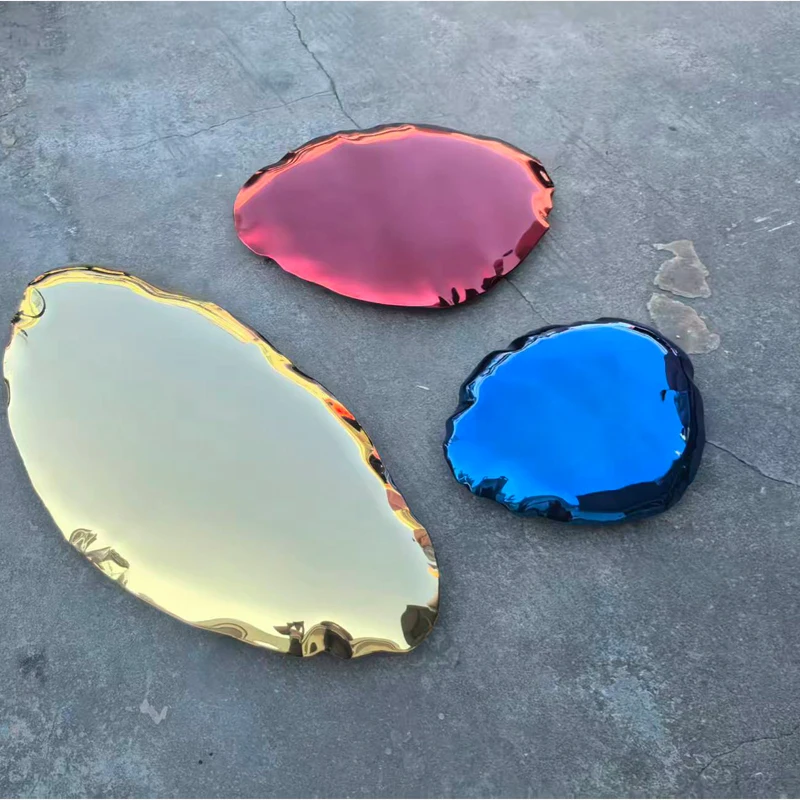 %S_ Customized Stainless Steel Art Deco Water Drops Mirror Polished Hotel 3D Wall Sculpture Hanging Pieces Golden Wall Ornaments