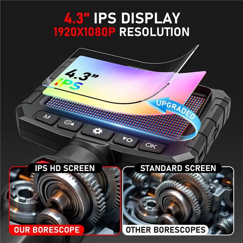 B63B-Automotive Inspection Camera With Light:Two-Way Articulating Borescope Camera 6Mm Industrial Endoscope Inspection
