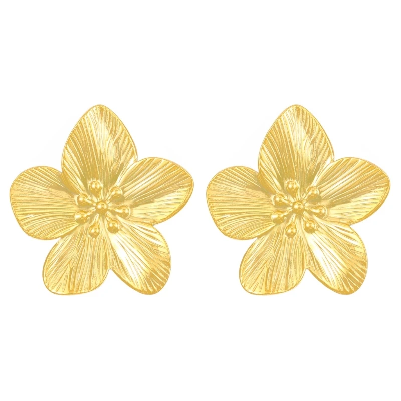 Elegant Flower Earrings in Gold Finish Eye Catching Gold Flower Ear Drops Individualized Ear Studs Ear Jewelry Ornament