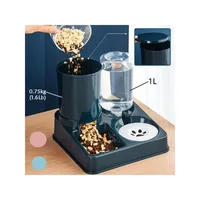 Automatic Cat Feeder Water Dispenser Set, 2 In 1 Tilted Automatic Pet Food And Water Feeder Gravity Food Feeder and Waterer