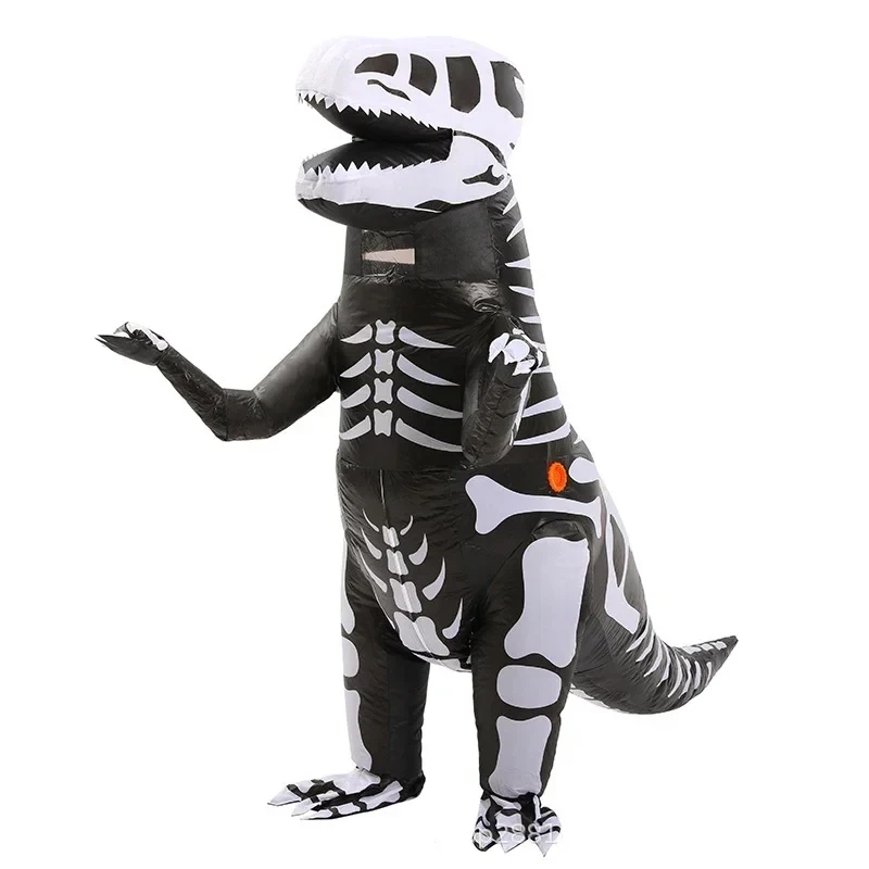 

❤2026✚Halloween Day of the Dead Carnival Party Costume Adult Kids Cartoon Role Play Masquerade Inflatable Ribs T-Rex Costume◀