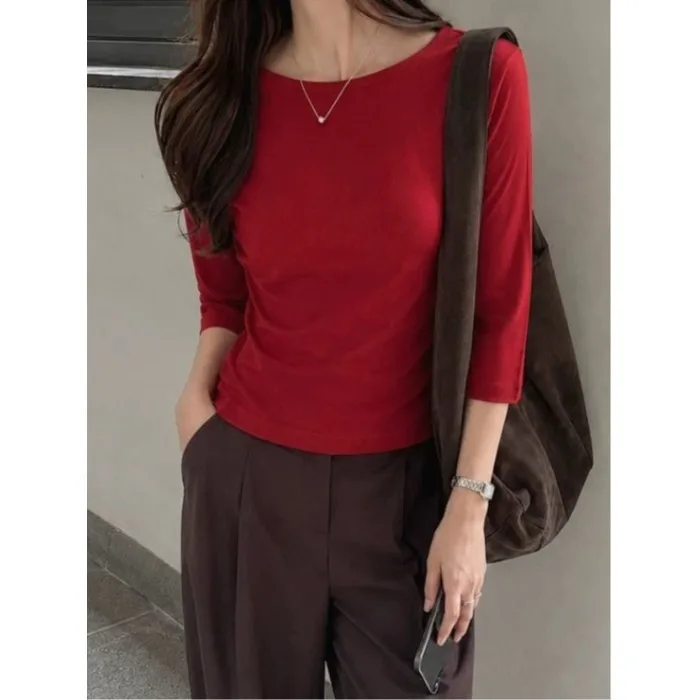 Fashionable Chic Sleeveless Slim Fit T-Shirt Comfortable New Arrival Women's Daily Style Simple Design Seven-eighths Length