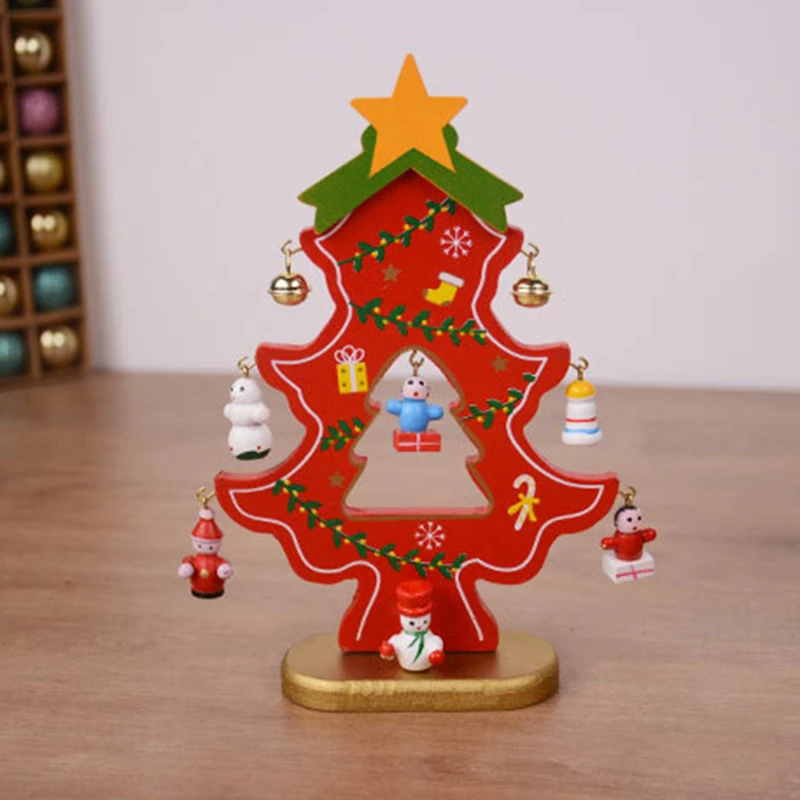 Christmas Tree Pendant Decorations Creative With Compartments 3D Lightweight Wood For Desktop Tabletop Fireplaces Xmas Kids