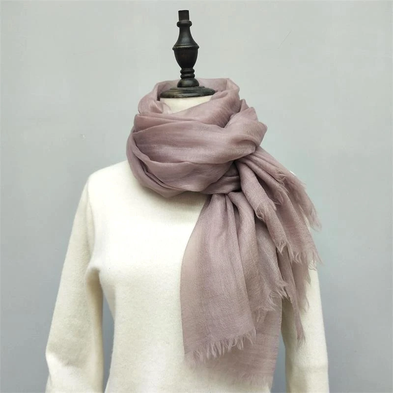 Pure Cashmere Scarf High Twist Ring Velvet Spring And Autumn Summer Ultra-Thin Shawl Sunscreen Shoulder Scarf Women Bandanna