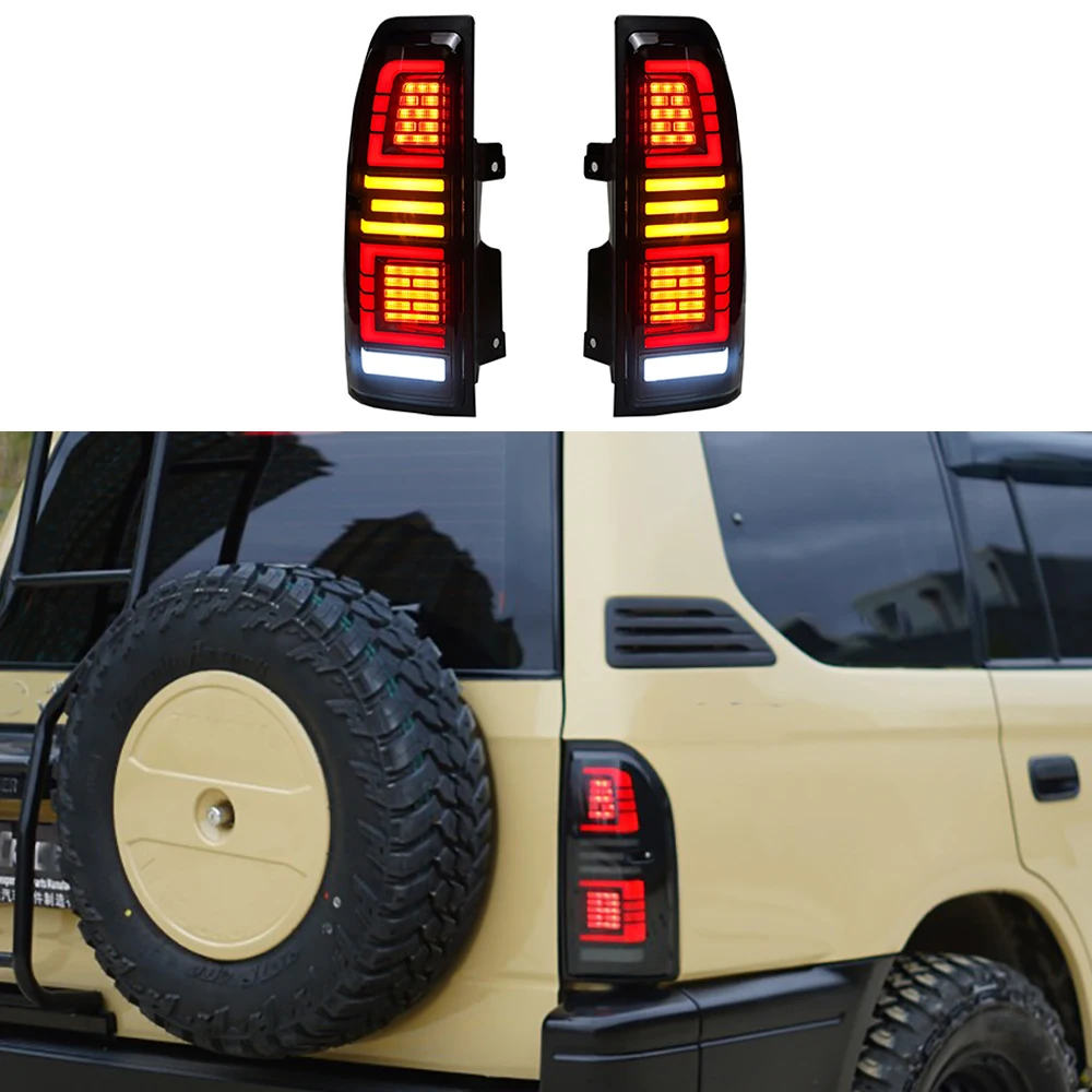 LED Taillight Assembly For Toyota Prado 3400 FJ90 LC95 1996-2002 Smoky Black Tail Light Rear Lamp DRL Brake Signal Reverse Light