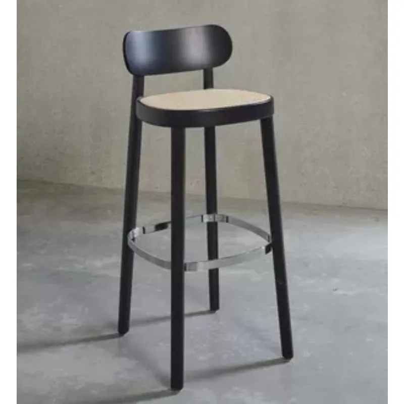 Esszimmerstuhl aus massivem Holz, moderner, einfacher Stuhl mit Rattan-Rückenlehne für den Haushalt