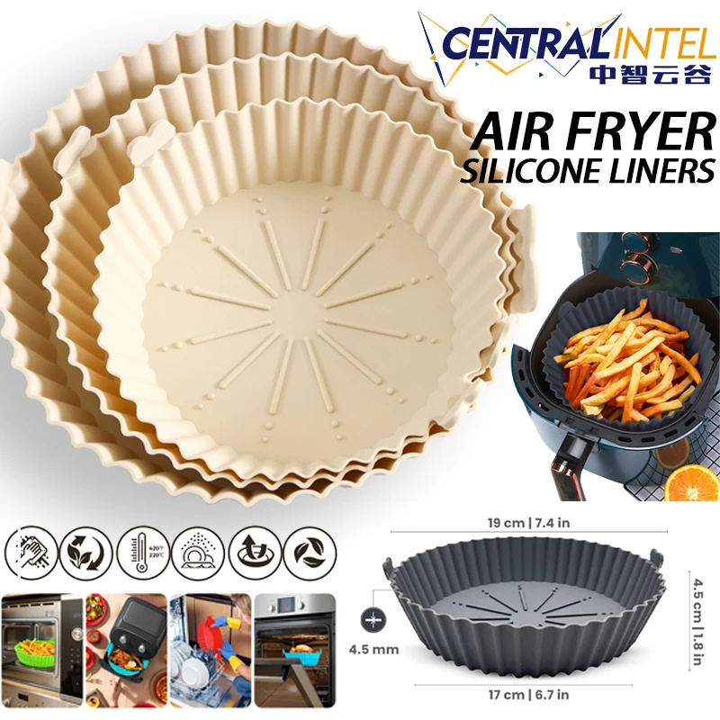 1PC Silicone Air Fryer Baking Tray Circular Foldable Food Grade High Temperature Resistant and Easy to Clean Oven Mat