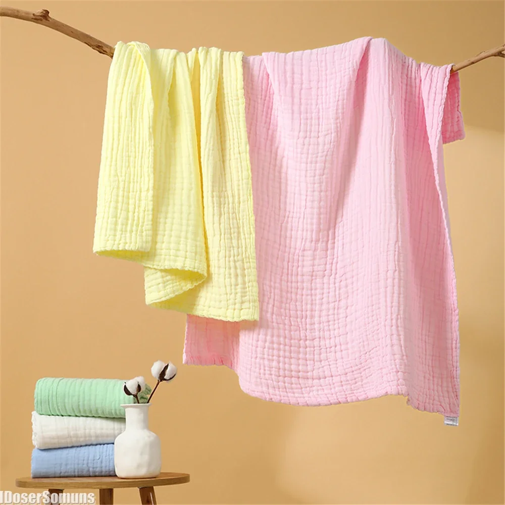 6 Layers 105*105cm Pure Cotton Bubble Muslin Blanket Infant Gauze Bath Towel Baby Receiving Blanket Kids Swaddle Bedding