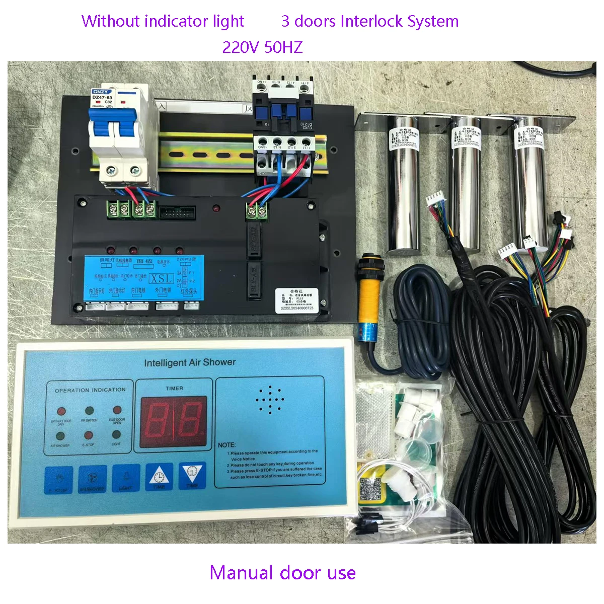 

(1SET)220V 50HZ 3Doors Interlock System Air Shower Room Intelligent Controller Panel for Air Shower Room Manual Door Usage