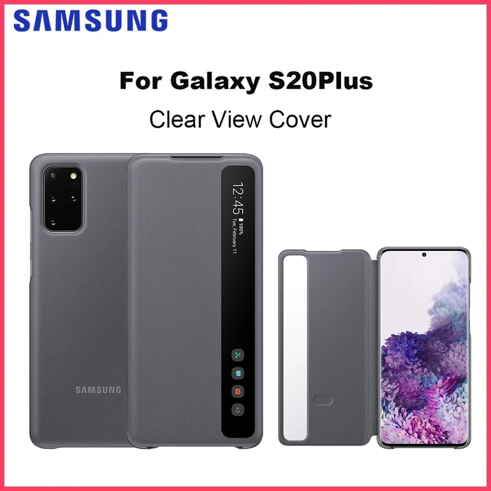 Original für Samsung Galaxy S20+ Clear View Cover für Galaxy S20Plus 5G S-View Flip Case EF-ZG985