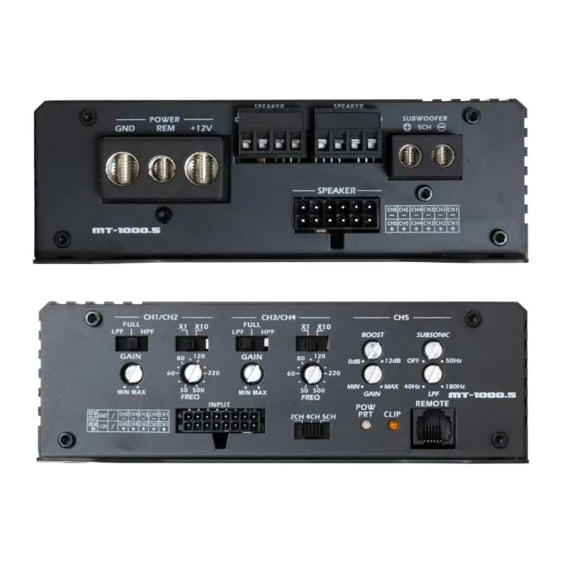 1200 Watt RMS 5-Channel Car Audio Amplifier, Class D, Hexfet Mosfet, Crossover High-Pass/Low-Pass Filter, Subsonic Filter