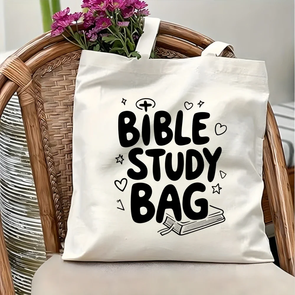 Shopping Bag Cute Shopping Bag Compact Black White Bible Study Bag Church School Daily Use Shoulder Tote Bag