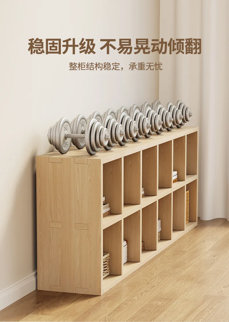 

Bedroom all solid wood bedside table floor to wall bookshelf household storage rack bookcase lattice cabinet