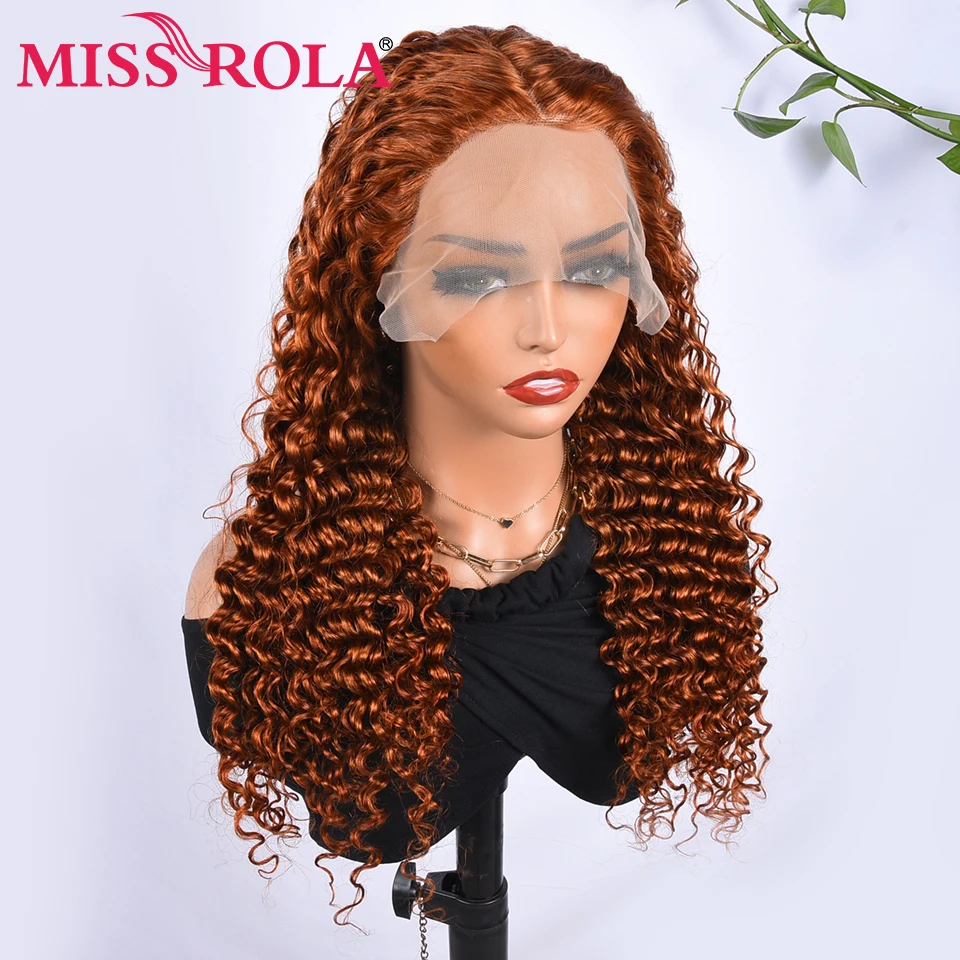 Miss Rola Deep Wave 4x4 Lace Closure Wig 100% Human Hair Wigs Peruvian Remy Hair Wig 180% Density Pre Plucked With Baby Hair