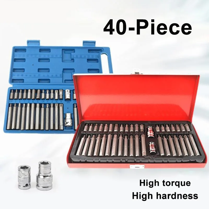 40Pcs Hex Bit Socket Set High Carbon Steel Anti Corrosive Hex Wrench Socket Kit for Automobile Household Automotive Repair Tools