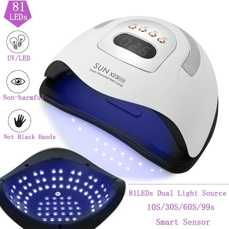 SUN X23MAX 81 المصابيح UV LED مسمار مصباح لتجفيف هلام طلاء الأظافر المهنية مسمار مجفف ضوء مع 10/30/60/99s الموقت مستشعر تلقائي