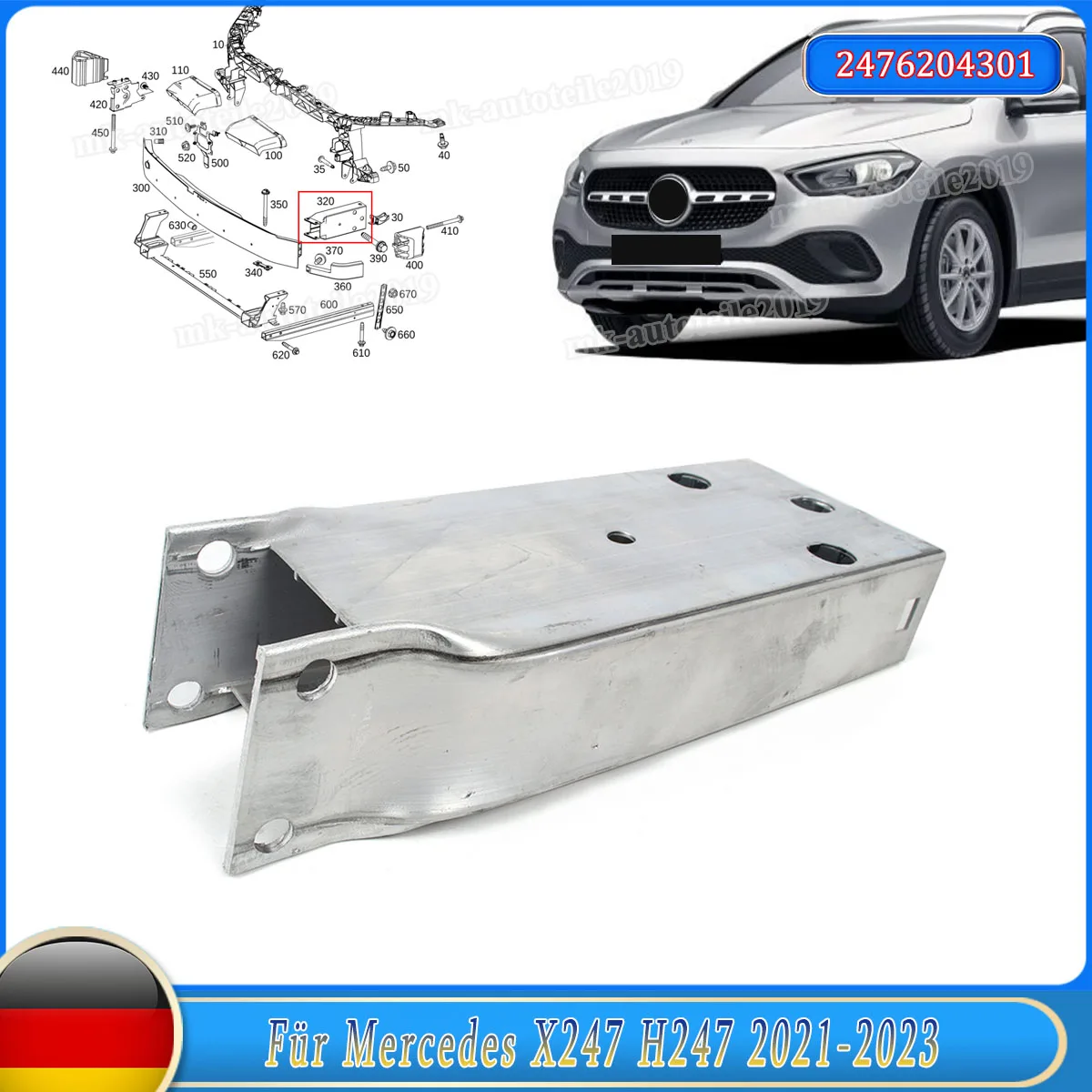

Bumper Fit For Mercedes Benz GLA Series GLA 200 H247 X247 Petrol SUV 2020-2025 Front Bumper Reinforcement Extension A2476204301