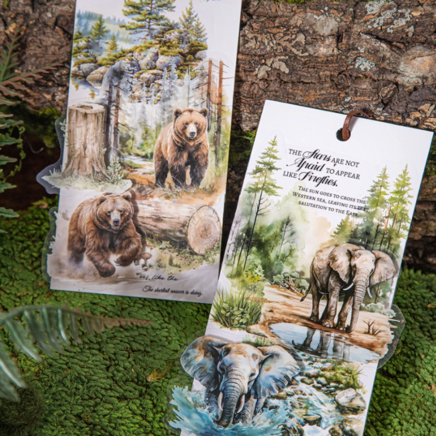 

Mr Paper, 6 styles 15pcs/bag ‘Jungle Beasts’ series forest animals aquascape stickers Book Handbook Home Decoration Gifts