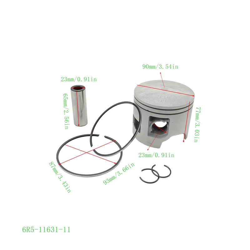 For Yamaha Boat Motor 2T 115HP-225HP Diameter：90MM Piston Set (Std) 6R5-11642-11 6R5-11631-11 fit 6R5 CONNECTING ROD