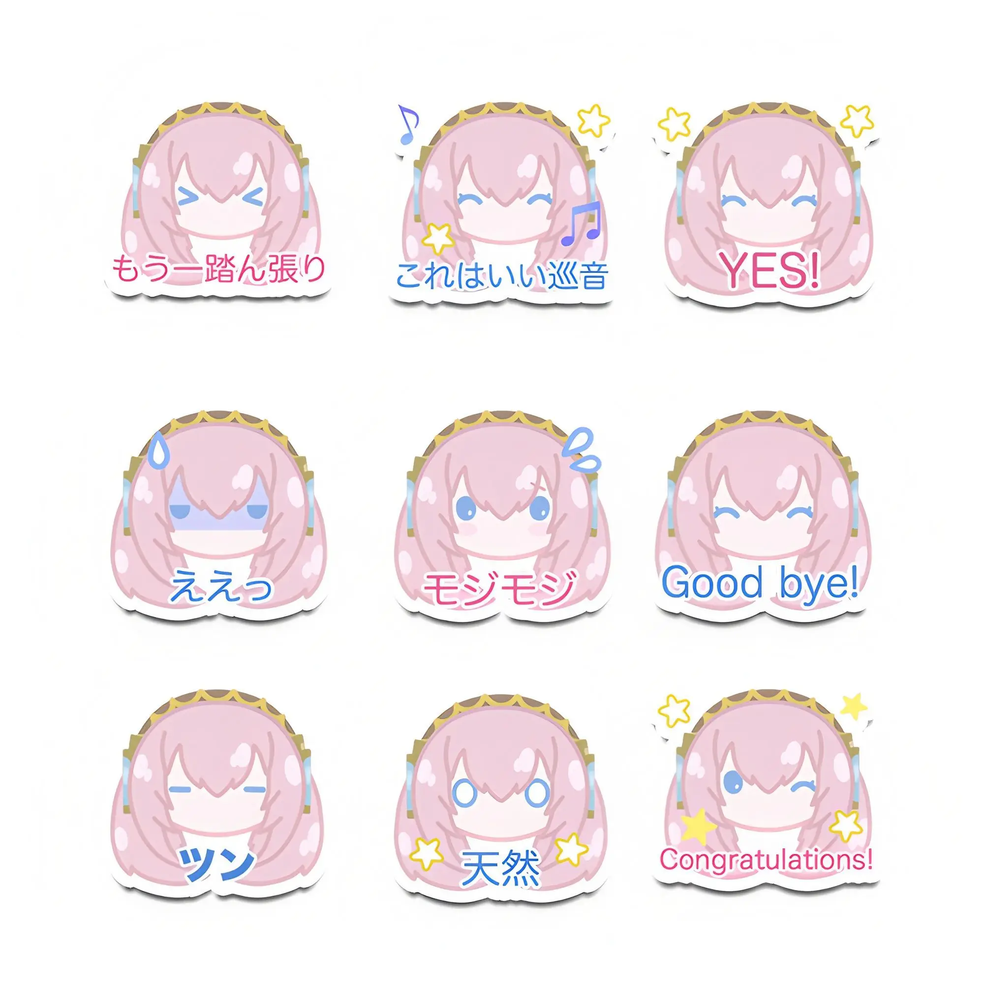 40Pcs/set Anime Hatsune Miku Luka kawaii expression Figure Waterproof sticker model toys DIY Hand account stickers Gifts