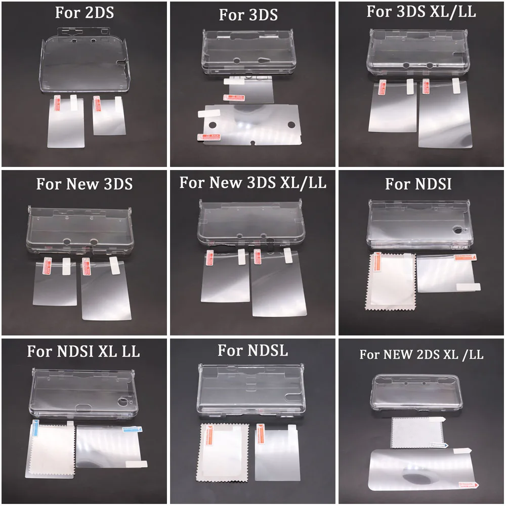 Clear Crystal Protective Cover Case Shell Housing For 2DS New 2DS XL 3DS 3DSLL 3DSXL New 3DS XL LL NDSL NDSi LL XL Game Console