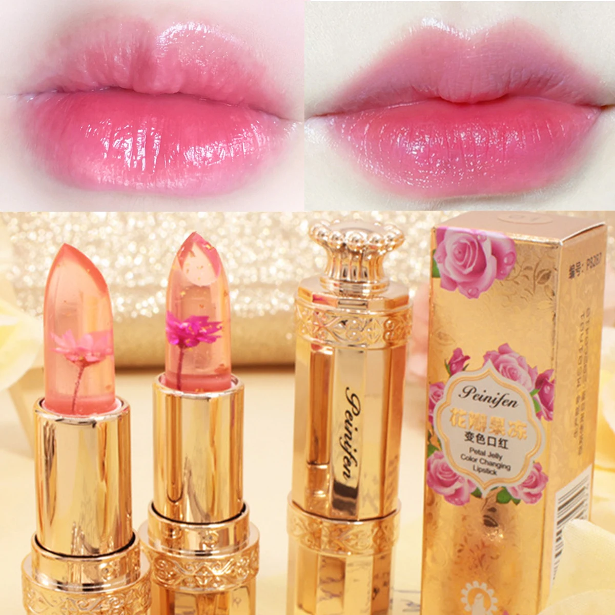 New Jelly Color Changing Pink Lipblam Transparent Lasting Cute Lipsticks Resistant Lip Stick Crystal Lipstick Korean Cosmetic