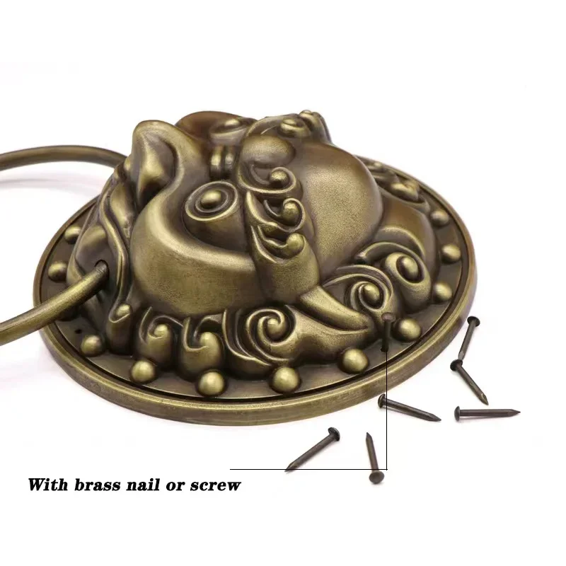 Antique Kirin Door Knocker Bronze Brass Furniture Ring Pull Retro Classical Door Knock for Front Door Home Decoration
