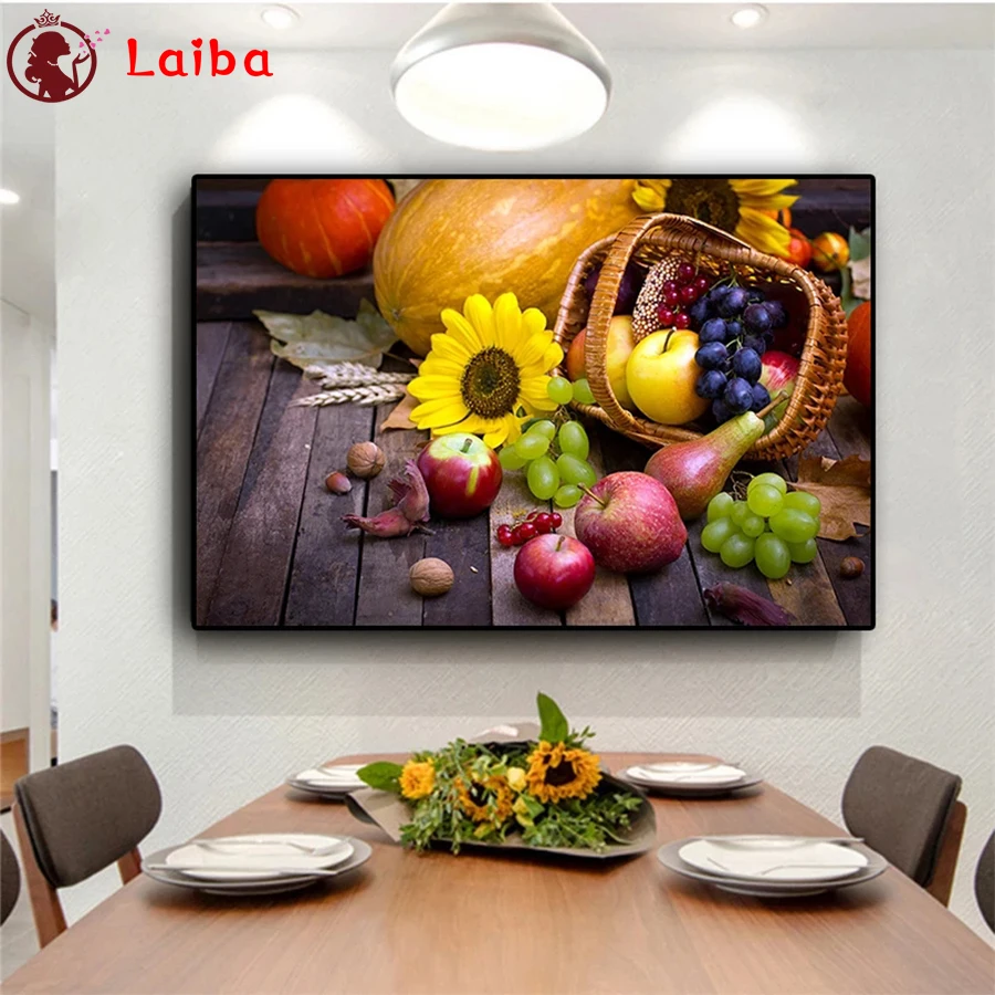 5D DIY Diamond Painting for Home Decoration, Fruit, Vegetables, Flowers, Kitchen Restaurant Decoration, Full Drill, Hot Selling