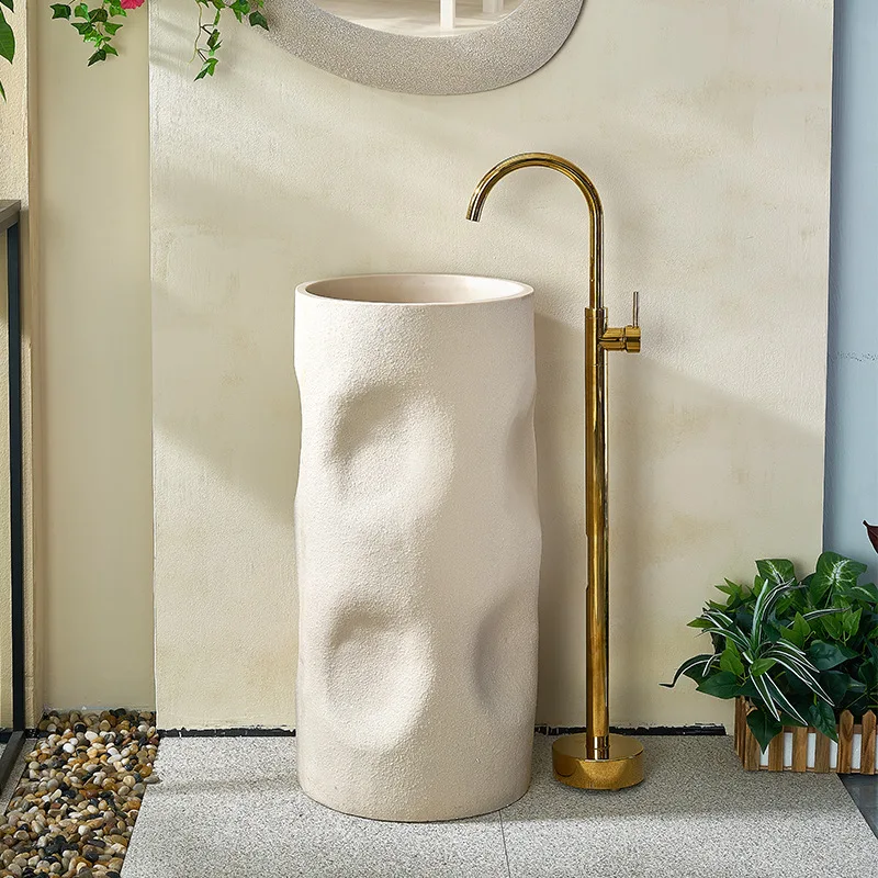 

Top Quality artificial stone wash basin Fashion luxury washbowl irregular style Floor Standing Bathroom sink artistic Lavabo