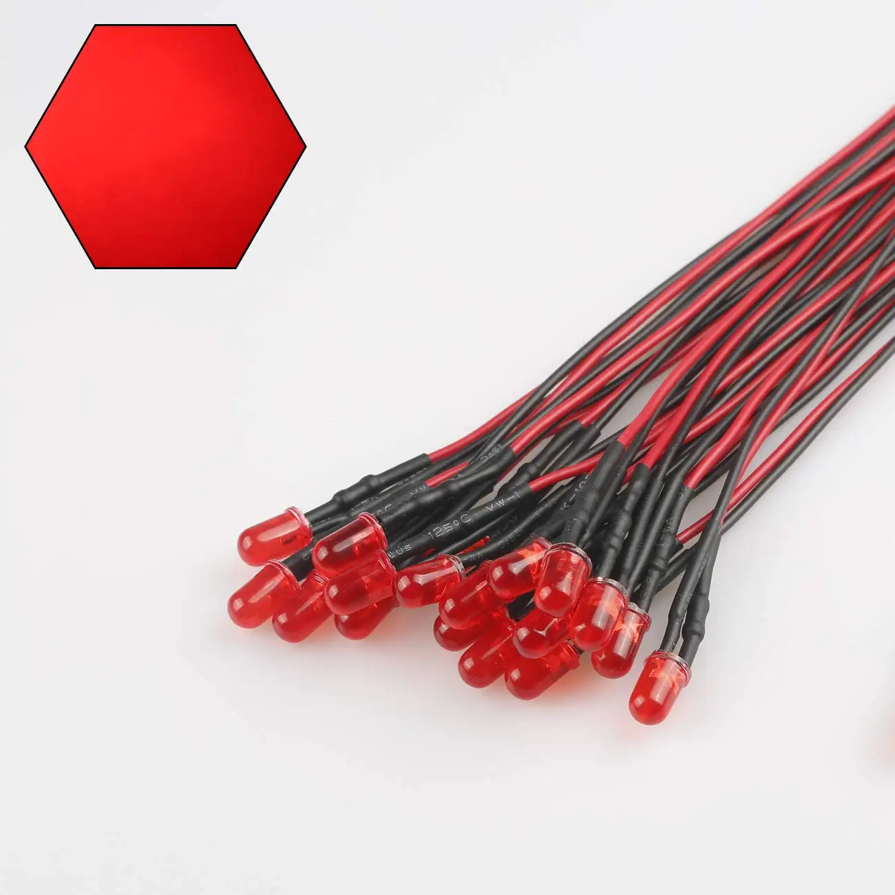 50pcs 12 Volt 5mm Red LED Lights Emitting Diodes, Pre Wired 7.9 Inch DC 12V LED Light Diffused Colored Lens Small LED Lamps